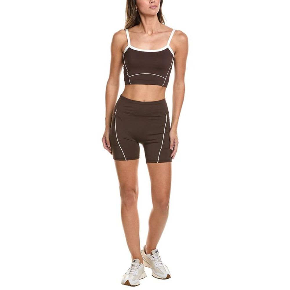 Marion Womens  2Pc 5In Athleisure Wear Crop Set, Brown